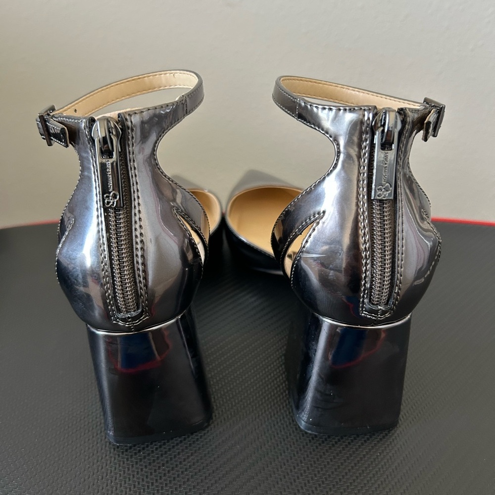 Jessica Simpson Metallic Silver Ankle Strap Heels - Picture 3 of 5